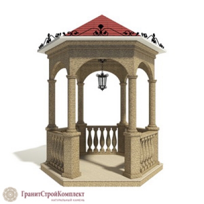 Восточный тип беседки из натурального камня,гранит Куртинский, Дымовский