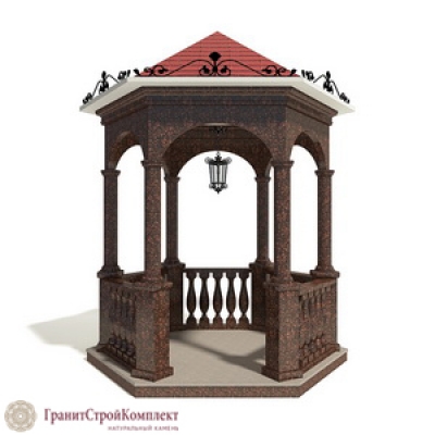 Восточный тип беседки из натурального камня,гранит Куртинский, Дымовский