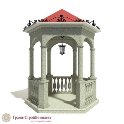 Восточный тип беседки из натурального камня, гранит Мансуровский