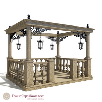 Беседка из натурального камня в стиле антик (открытый верх), гранит