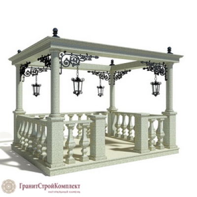Беседка из натурального камня в стиле антик (открытый верх), гранит
