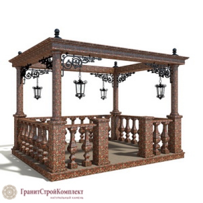 Беседка из натурального камня в стиле антик (открытый верх), гранит