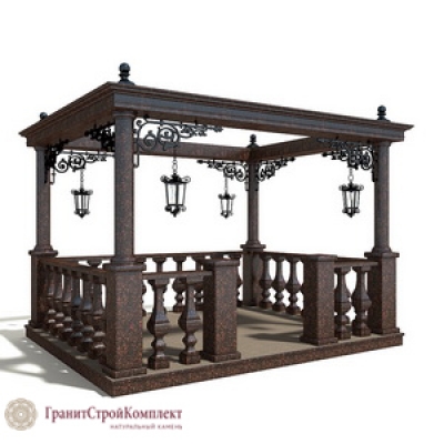 Беседка из натурального камня в стиле антик (открытый верх), гранит