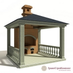 Беседка из натурального камня в стиле Аля Рус, гранит Мансуровский