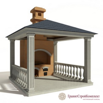 Беседка из натурального камня в стиле Аля Рус,мрамор Коелга